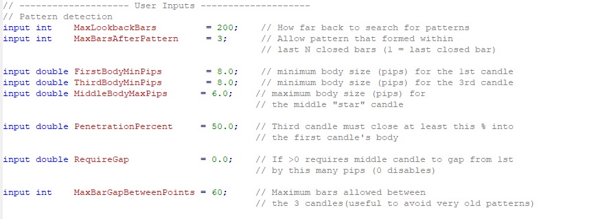 Morning and Evening Stars externs - MetaBacktest